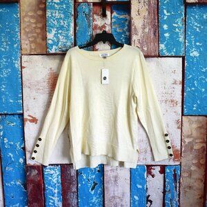 Women's Melissa Paige Contrast-Cuff Crew Neck Sweater XLARGE Papyrus NEW